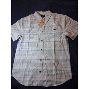 Billabong Men's‎ Plaid Button Down All Day Vapor Blue Short Sleeve Size Small
